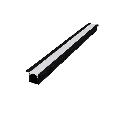 LESTE RECESSED ALUMINUM PROFILE P160U BLACK WITH OPAL PC DIFFUSER 2m/pc