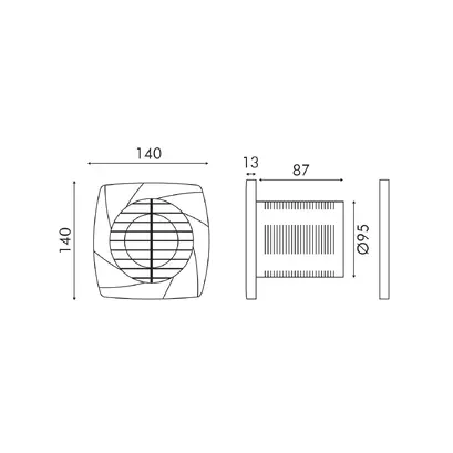 ВЕНТИЛАТОР БЯЛ ПЛАСТМАСА 7 ЛОПАТКИ 12W 220-240V БЕЗ КАБЕЛ 140x140x117мм