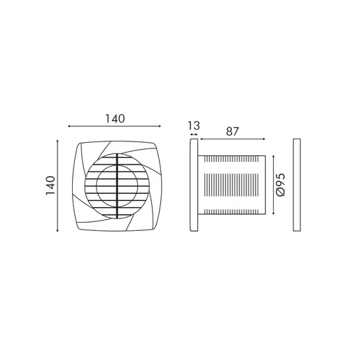 ВЕНТИЛАТОР БЯЛ ПЛАСТМАСА 7 ЛОПАТКИ 12W 220-240V БЕЗ КАБЕЛ 140x140x117мм - изображение 2