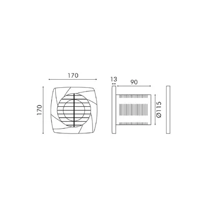 ВЕНТИЛАТОР БЯЛ ПЛАСТМАСА 7 ЛОПАТКИ 15W 220-240V БЕЗ КАБЕЛ 170x170x115мм