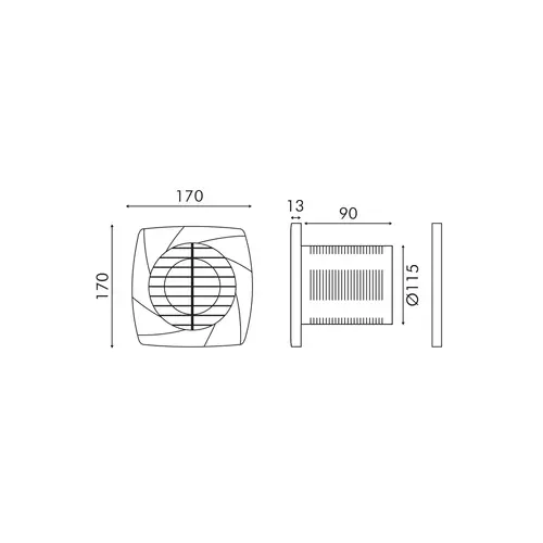 ВЕНТИЛАТОР БЯЛ ПЛАСТМАСА 7 ЛОПАТКИ 15W 220-240V БЕЗ КАБЕЛ 170x170x115мм - изображение 2