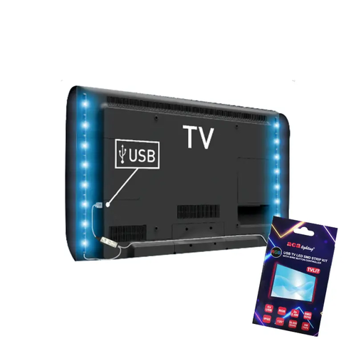 КОМПЛЕКТ USB TV LED SMD ЛЕНТА RGB 2X50CM 2X2.4W IP65 С КОНТРОЛЕР С КАБЕЛЕН БУТОН