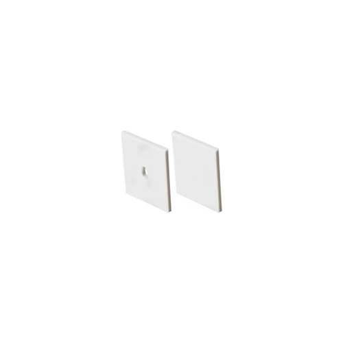 SET OF WHITE PLASTIC END CAPS FOR PROFILE P132, 1 WITHOUT HOLE & 1 WITH HOLE