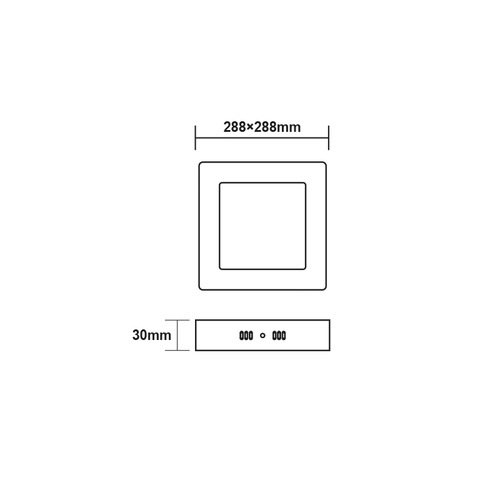 LED SLIM PANEL WHITE SQUARE CEIL. 24W 6500K 2300Lm 288mm 230V Ra80 - изображение 2
