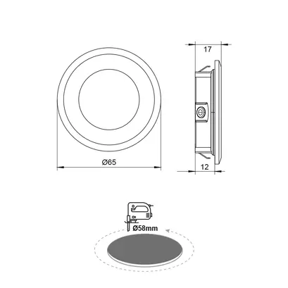 ЗА ВГРАЖДАНЕ БЯЛ КРЪГЪЛ LED СПОТ 2W 3000K 155Lm 230V AC 100° Ra80
