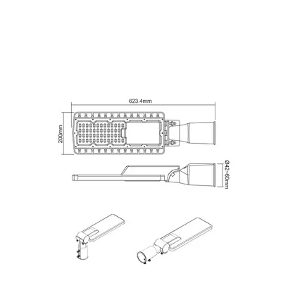 ^LED УЛИЧНО ОСВЕТИТЕЛНО ТЯЛО 90W 12600LM 4000K 150Χ75˚ CLASS I 230V AC IP66
