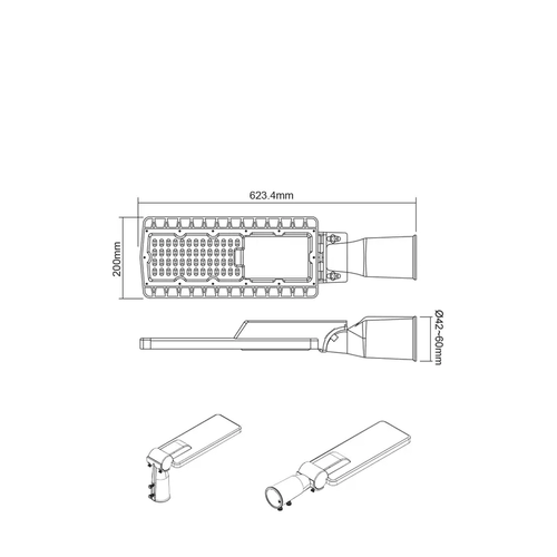 ^LED УЛИЧНО ОСВЕТИТЕЛНО ТЯЛО 90W 12600LM 4000K 150Χ75˚ CLASS I 230V AC IP66 - изображение 2