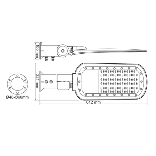 ЛЕД УЛИЧНО ОСВЕТИТЕЛНО ТЯЛО 200W 26000LM 4000K 140x90˚ CLASS I 230V AC IP66 - изображение 3