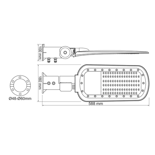 ЛЕД УЛИЧНО ОСВЕТИТЕЛНО ТЯЛО 60W 8400LM 4000K 140x90˚ CLASS I 230V AC IP66 - изображение 3