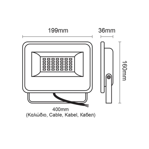 ЧЕРЕН LED SMD ПРОЖЕКТОР IP66 50W 3000K 5000Lm 230V AC RA80 - изображение 2