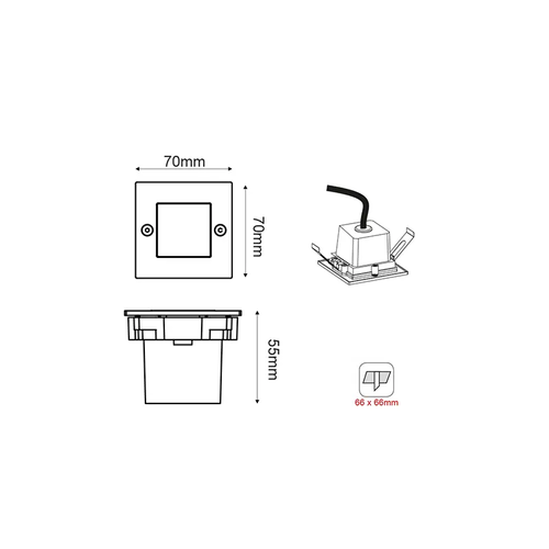 ЛЕД С СТЪПКИ ОСВЕТИТЕРНО ТЯЛО 70X70 R 2W 6000K 100Lm 230V IP54 RA80 - изображение 2