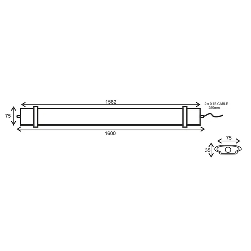 LED СВЕТЛИНА  70W 1562mm 4000K 6400Lm IP66 230VAC PF>0.9Ra80 - изображение 2