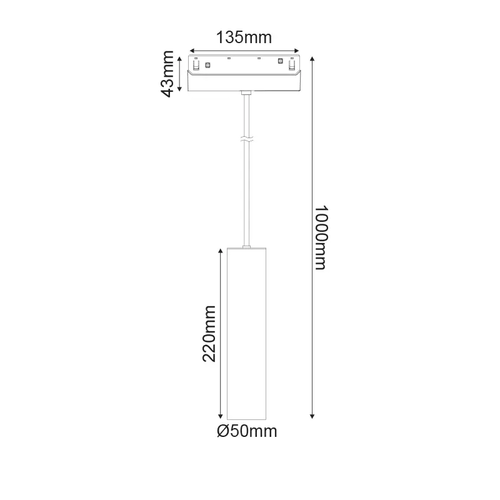 МАТОВО БЯЛО МАГНИТНО ВИСЯЩО ОСВЕТИТЕЛНО ТЯЛО 48V DC 9W 4000K 1030LM 36° OSRAM RA90 Φ50*220MM - изображение 2