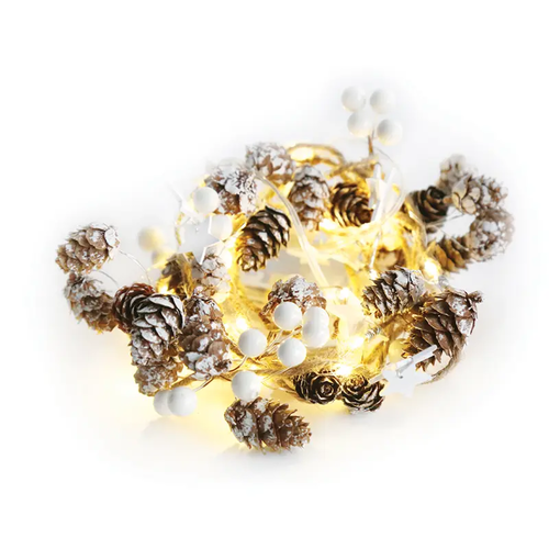 “CHRISTMAS GARLAND STRING LIGHTS” WHITE STAR 20 LED STRING LIGHTS WITH BATTERIES (2xΑΑ) WARM WHITE IP20 180+30cm TRANSPARENT CABLE