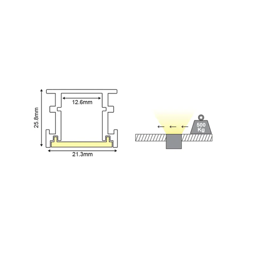 AVAH ALUMINUM PROFILE P132 WITH OPAL PC DIFFUSER 2m/pc - изображение 2