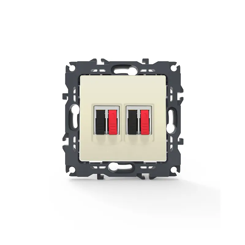 PRIME DOUBLE AUDIO SOCKET SCREWLESS 36-230VAC IP20 IVORY