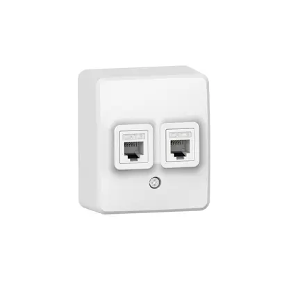 MURATA ДВОЕН ТЕЛЕФОНЕН КОНТАКТ СТЕНЕН МОНТАЖ 2xRJ11 CAT3 IP20 БЯЛ