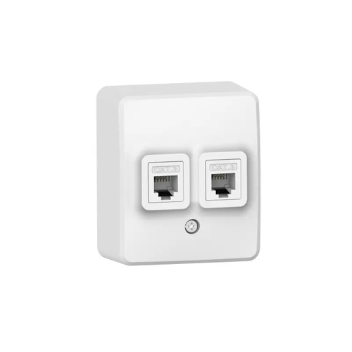 MURATA ДВОЕН ТЕЛЕФОНЕН КОНТАКТ СТЕНЕН МОНТАЖ 2xRJ11 CAT3 IP20 БЯЛ