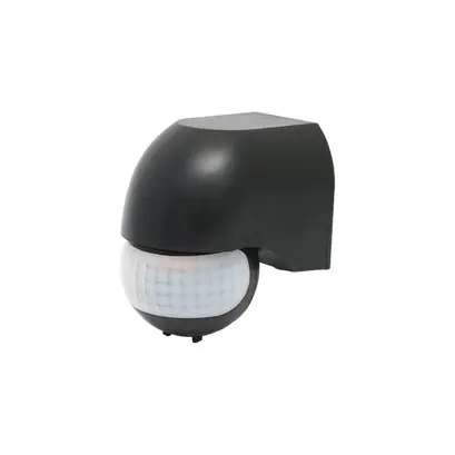 ИНФРАЧЕРВЕН ДЕТЕКТОР ЗА ДВИЖЕНИЕ ЗА СТЕНЕН МОНТАЖ 230V IP44 180° ~12m MAX ЧЕРЕН
