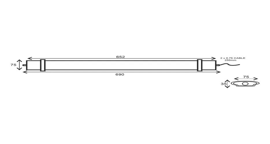 LED ОСВЕТИТЕЛНО ТЯЛО 30W 652mm 6500K 2750Lm IP66 230VAC PF>0.9 Ra80 - изображение 2