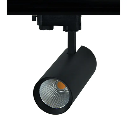 ПЯСЪЧНО ЧЕРЕН LED ПРОЖЕКТОР ЗА ШИНА 27W 3000K 3-ФАЗЕН 36° 3120LM 230V AC Ra80 Φ74*170MM 5 ГОДИНИ