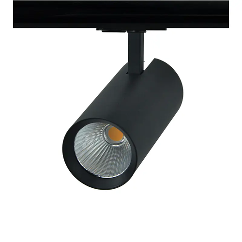 ПЯСЪЧНО ЧЕРЕН LED ПРОЖЕКТОР ЗА ШИНА 27W 4000K 1-ФАЗЕН 36° 3150LM 230V AC Ra80 Φ74*170MM 5 ГОДИНИ
