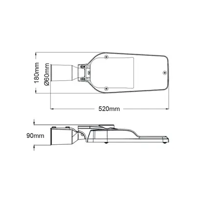 ^LED УЛИЧНО ОСВЕТИТЕЛНО ТЯЛО 50W 7000LM 4000K 150⁰ x 75⁰ КЛАС II IP66 10kV 230V AC IP66