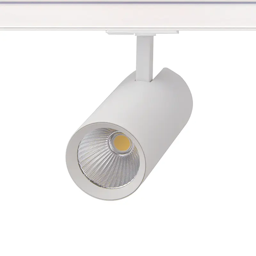 ПЯСЪЧНО БЯЛ LED ПРОЖЕКТОР ЗА ШИНА 27W 3000K 1-ФАЗЕН 36° 3120LM 230V AC Ra80 Φ74*170MM 5 ГОДИНИ