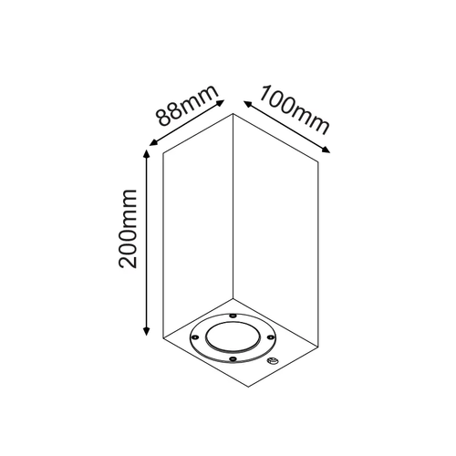 ^WALL UP-DOWN SQUARE SPOT LUMINAIRE IP65 2XGU10 BLACK CEMENT - изображение 2