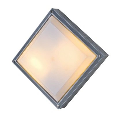 ПЛАФОН КВАДРАТЕН СИВ/ОПАЛ PC E27 2X18W IP54