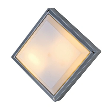 ПЛАФОН КВАДРАТЕН СИВ/ОПАЛ PC E27 2X18W IP54