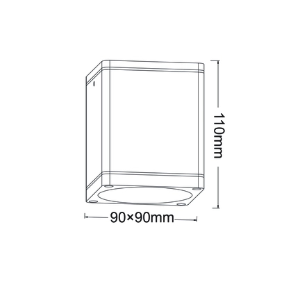 ^GU10 КВАДРАТЕН ПЛАФОН 230V AC ЗЛАТИСТО ЧЕРЕН IP65 GU10 MAX.35W