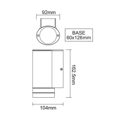 ^GU10 WALL LUMINAIRE 230V AC DARK GREY IP54 MAX.35W