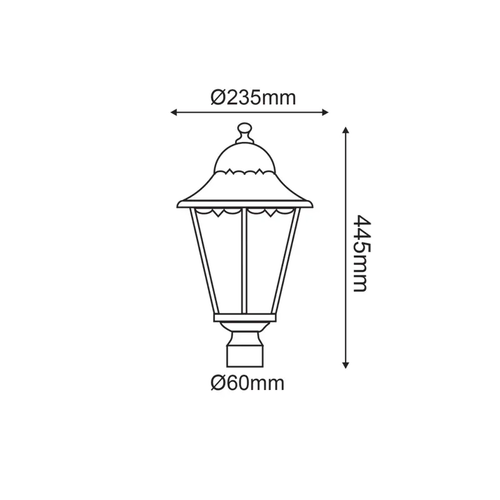 GARDEN LIGHT BLACK MAT RAL9005M 23.5Χ44,5cm Φ60 - изображение 2