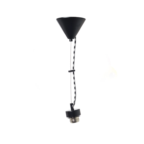NETTO SUSPENSION - BLACK METAL BASE & WHITE-BLACK FABRIC CABLE Ε27