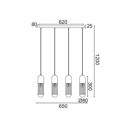 ВИСЯЩО ОСВЕТИТЕЛНО ТЯЛО NETTO 4ΧΕ27 БЯЛ МЕТАЛИК 65X8XH120CM LAB