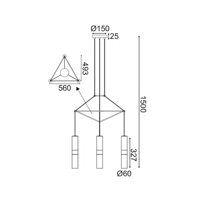 ВИСЯЩО ОСВЕТИТЕЛНО ТЯЛО NETTO 3XGU10 ЧЕРЕН МЕТАЛИК 56X49XH150CM DA VINCI