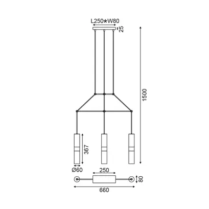 ВИСЯЩО ОСВЕТИТЕЛНО ТЯЛО NETTO 3XGU10 БЯЛ МЕТАЛИК 66X8XH150CM DA VINCI