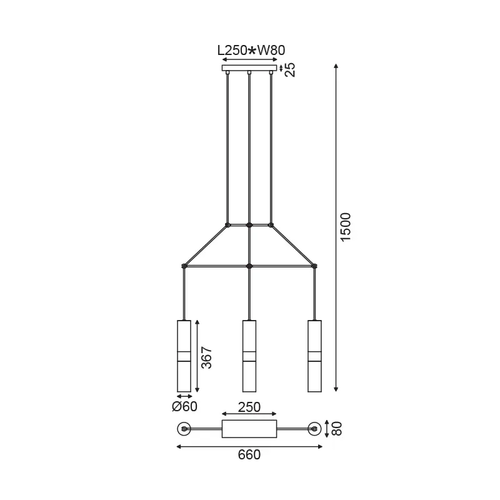 NETTO PENDANT LIGHTING 3XGU10 WHITE METALLIC 66X8XH150CM DA VINCI - изображение 2