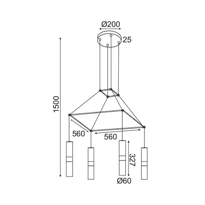 NETTO PENDANT LIGHTING 4XGU10 BLACK METALLIC 56X56XH150CM DA VINCI