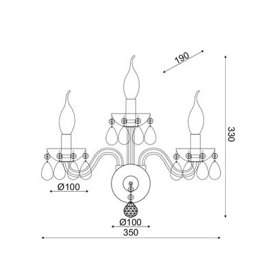NETTO WALL LUMINAIR 3XE14 CLEAR CRYSTAL + CHROME METAL 38X40CM TULIA