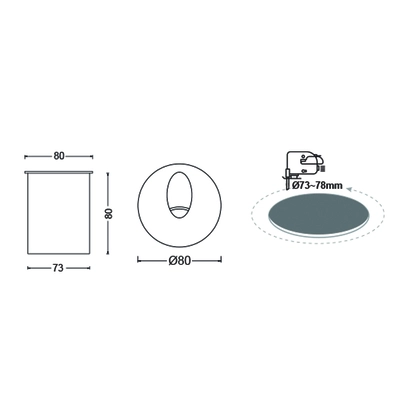 LED HP WALL RECESSED LUMINAIRE 3W 58LM ° 230V AC 4.000K DARK GREY CRI80 IP65  30.000HRS (INSTALLATION BOX INCLUDED)