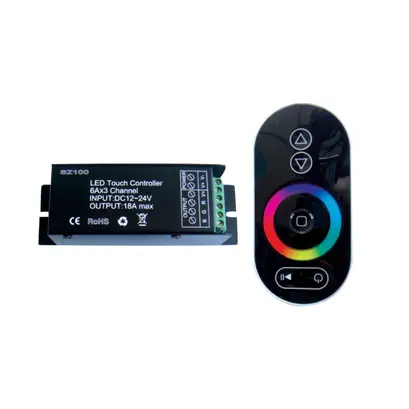 МОЩНОСТ RGB LED КОНТРОЛЕР 18A 216W / 12V 432W / 24V RF TOUCH ДИСТАНЦИОННО