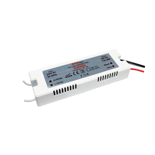 МИНИ ПЛАСТМАСОВ CV LED ДРАЙВЕР 36W 230V AC-24V DC 1.5A IP20 С КАБЕЛИ