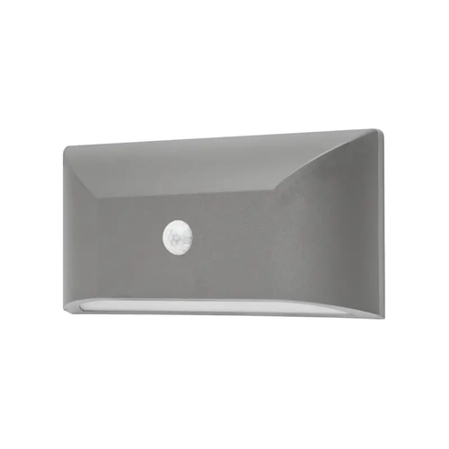 АПЛИКА ЗА СТЕНА СИВА PC-PIR SENSOR max6m 230V IP65 6W3.000K 350lm