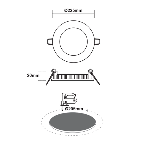 LED ТЪНЪК ПАНЕЛ NM КРЪГЪЛ ЗА ВГРАЖДАНЕ 18W 4000K 1800Lm Φ220mm 230V AC Ra80 - изображение 2