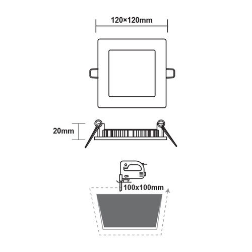LED ТЪНЪК ПАНЕЛ БЯЛ КВАДРАТЕН ЗА ВГРАЖДАНЕ 6W 3000K 450Lm 118x118mm 230V AC Ra80 - изображение 2