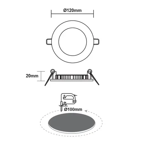 LED SLIM PANEL WHITE ROUND REC. 6W 6500K 470Lm Φ119mm 230V AC Ra80 - изображение 2
