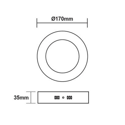 LED ТЪНЪК ПАНЕЛ БЯЛ КРЪГЪЛ ЗА ВЪНШЕН МОНТАЖ 12W 3000K 1040Lm Φ160mm 230V AC Ra80
