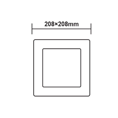 LED ТЪНЪК ПАНЕЛ БЯЛ КВАДРАТЕН ЗА ВЪНШЕН МОНТАЖ 18W 3000K 1700Lm 208x208mm 230V AC Ra80